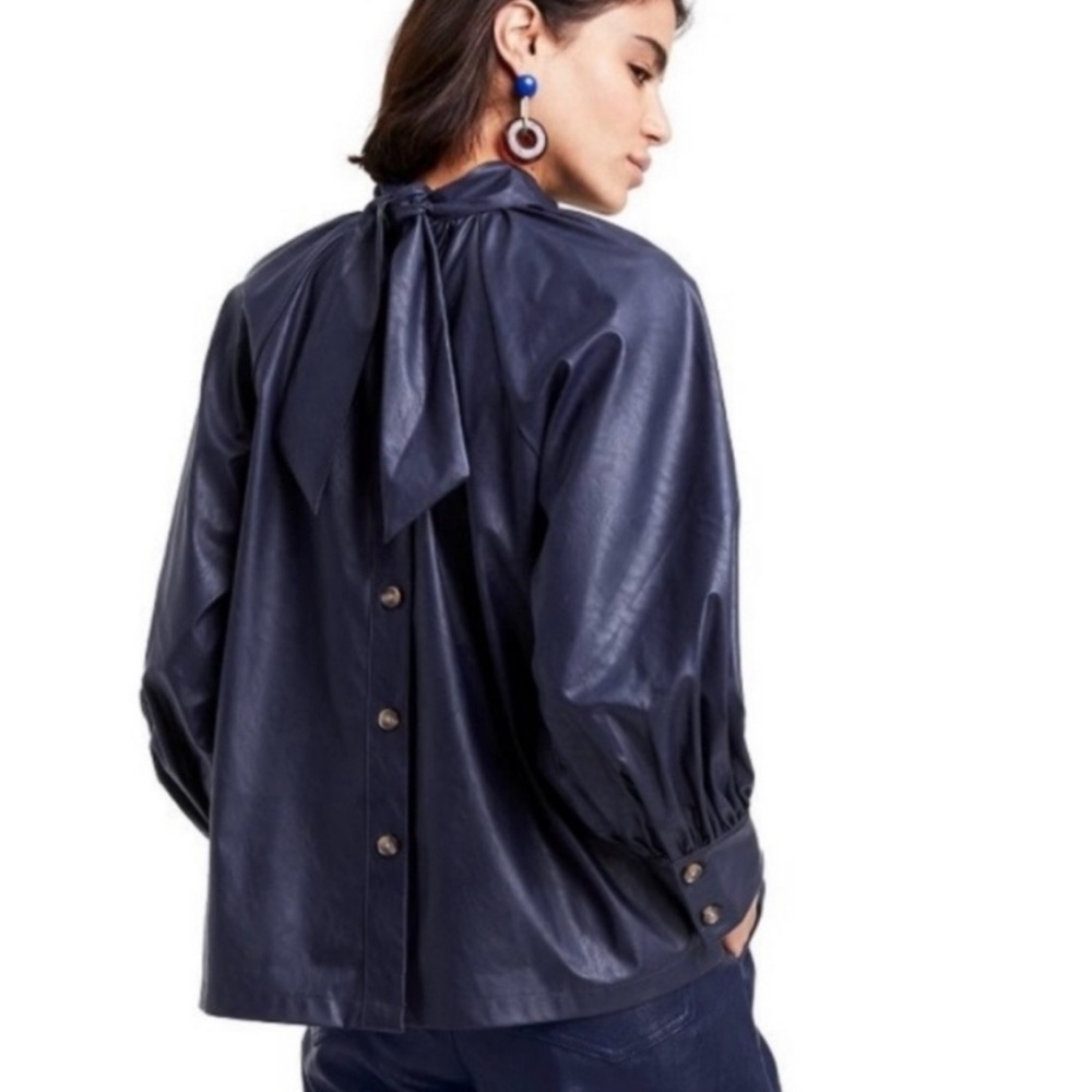 Rachel Comey for Target Faux Leather Tie Back Top Blouse in Navy - 2XL